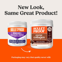 Bulletproof Dark Chocolate Energy Collagen Protein scoop ready for quick shakes and on-the-go boosts
