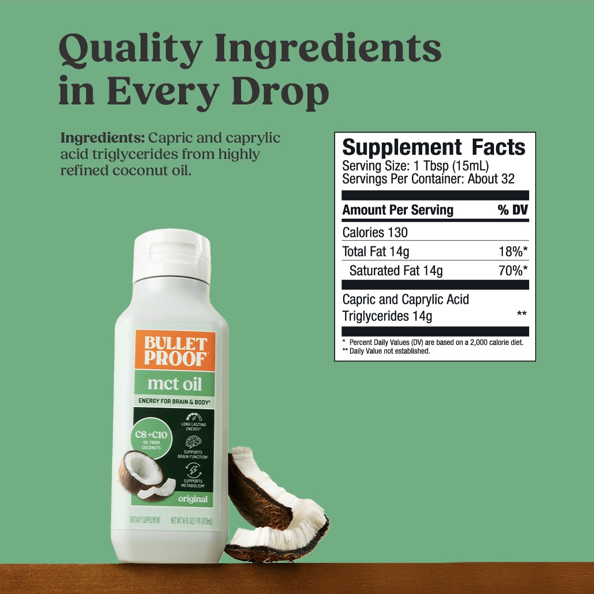 Close-up of Bulletproof MCT Oil label