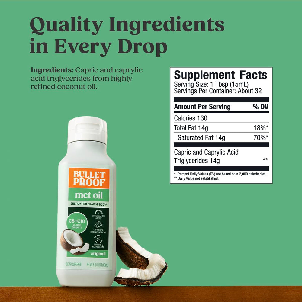Close-up of Bulletproof MCT Oil label