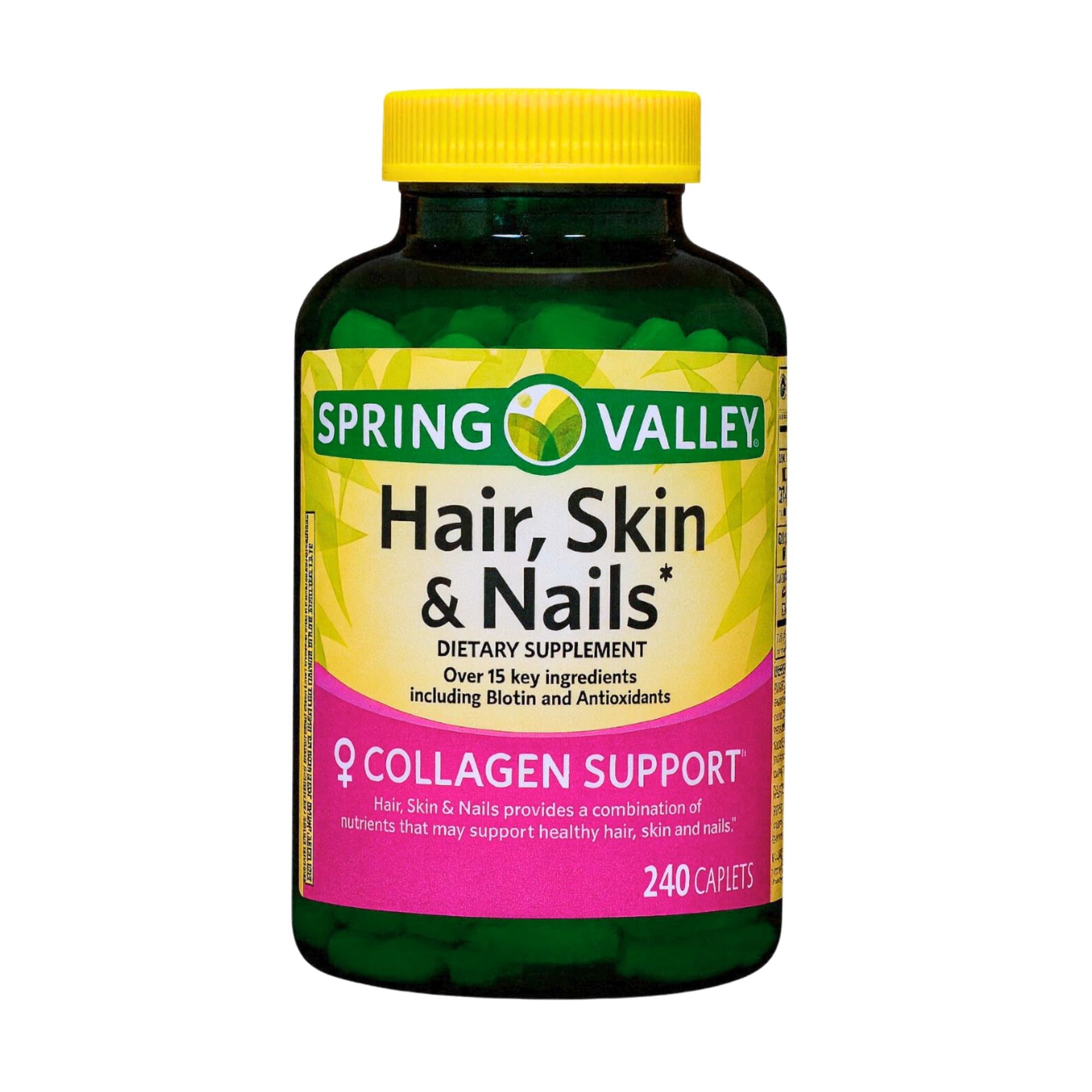 Unique Bundle Store Hair Skin and Nails 240 Caplets bottle on a clean backdrop