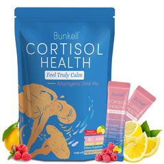 Bunkell Cortisol Powdered Drink Mix Raspberry Lemonade packaging box, 30 count