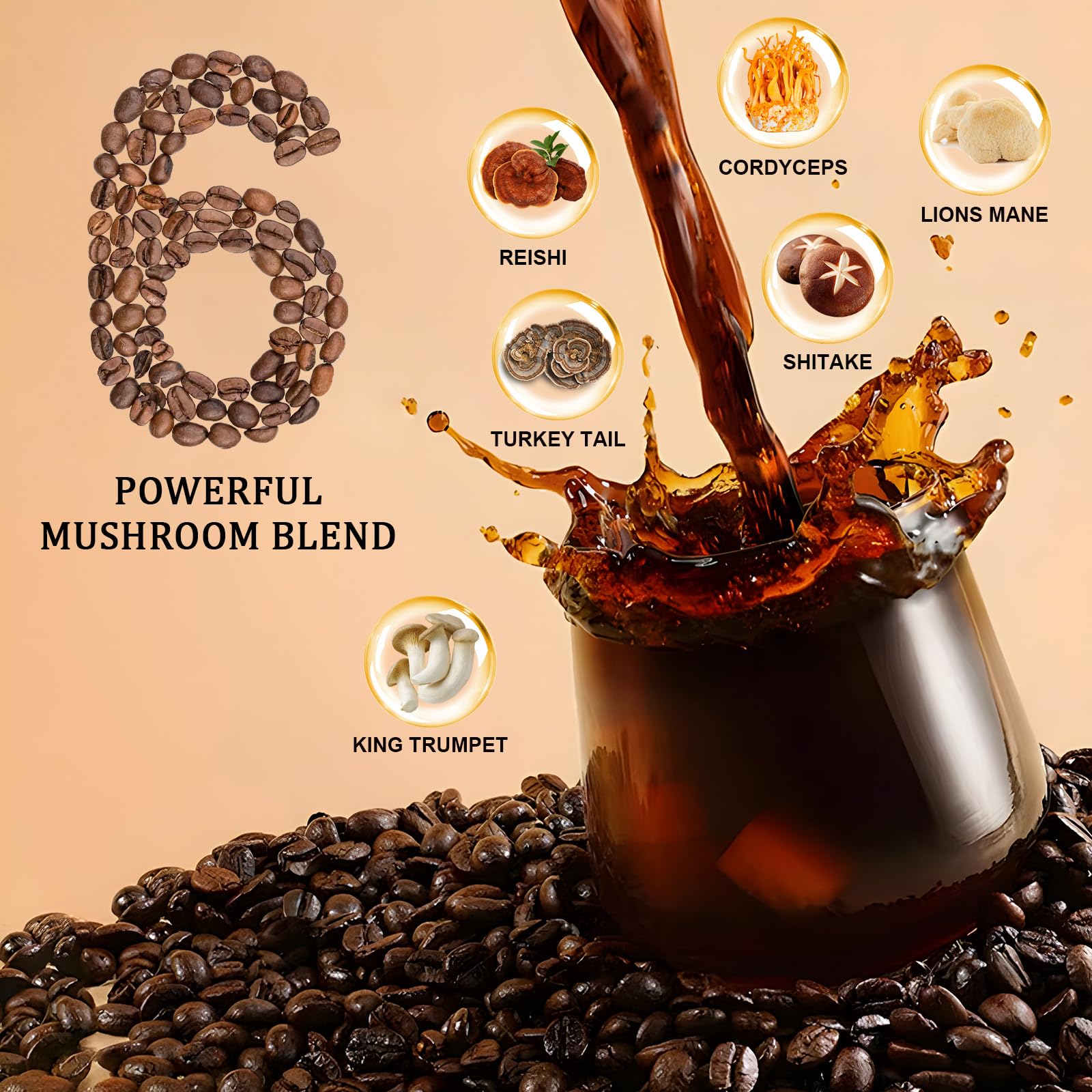 MCT oil, coconut milk and Arabica beans in mushroom coffee