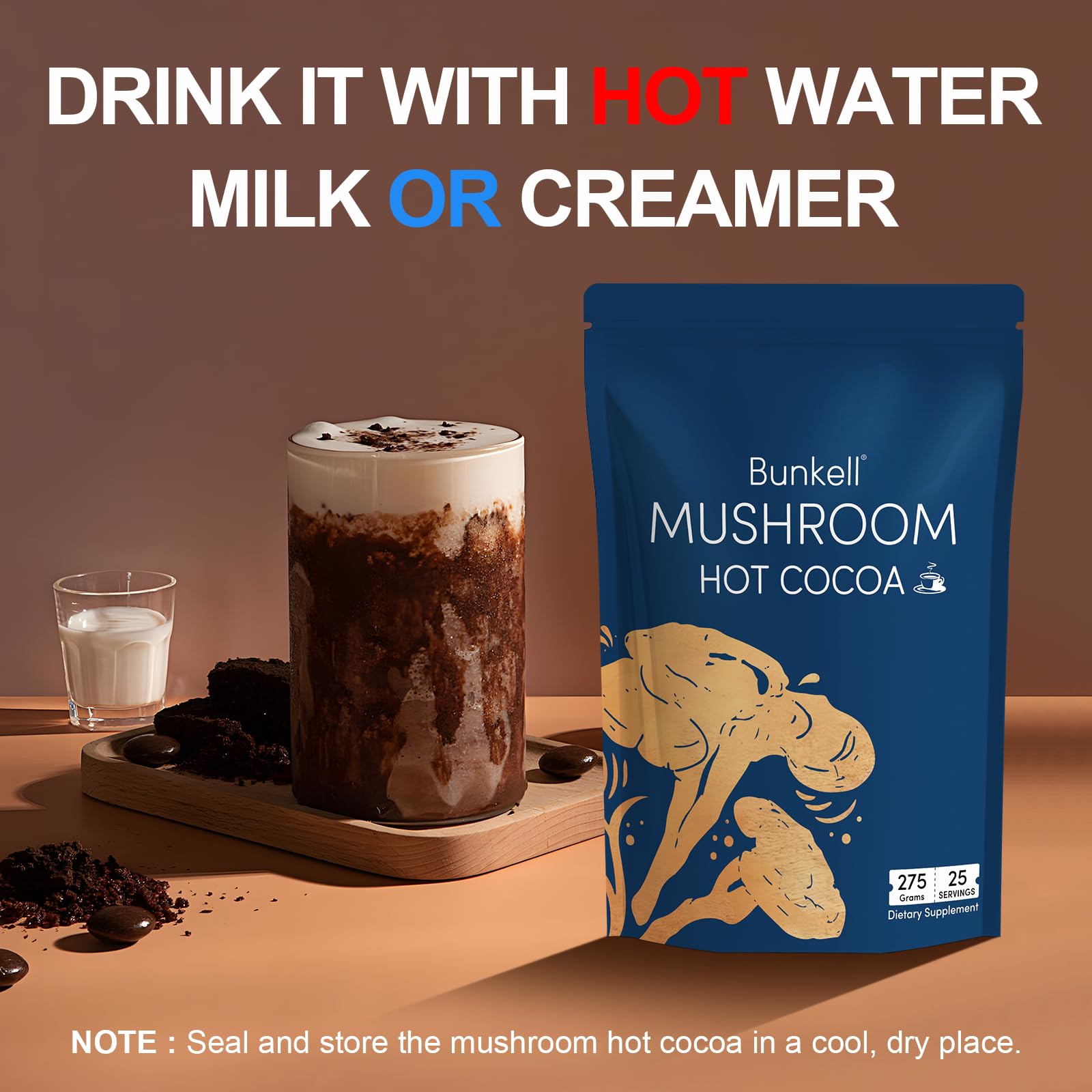 Coconut milk powder and cocoa powder in the mix