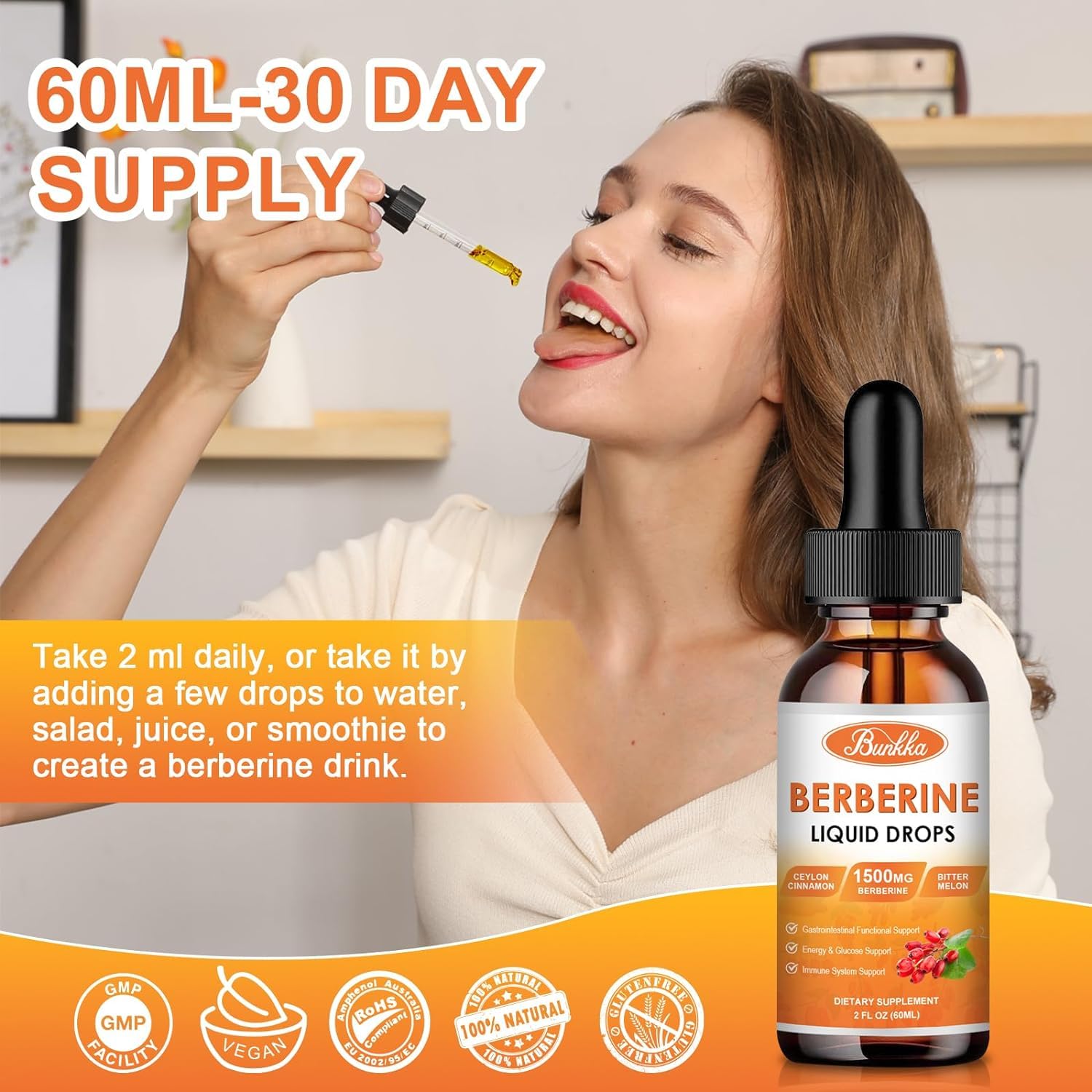 Dosing guide graphic for 1-2 ml servings