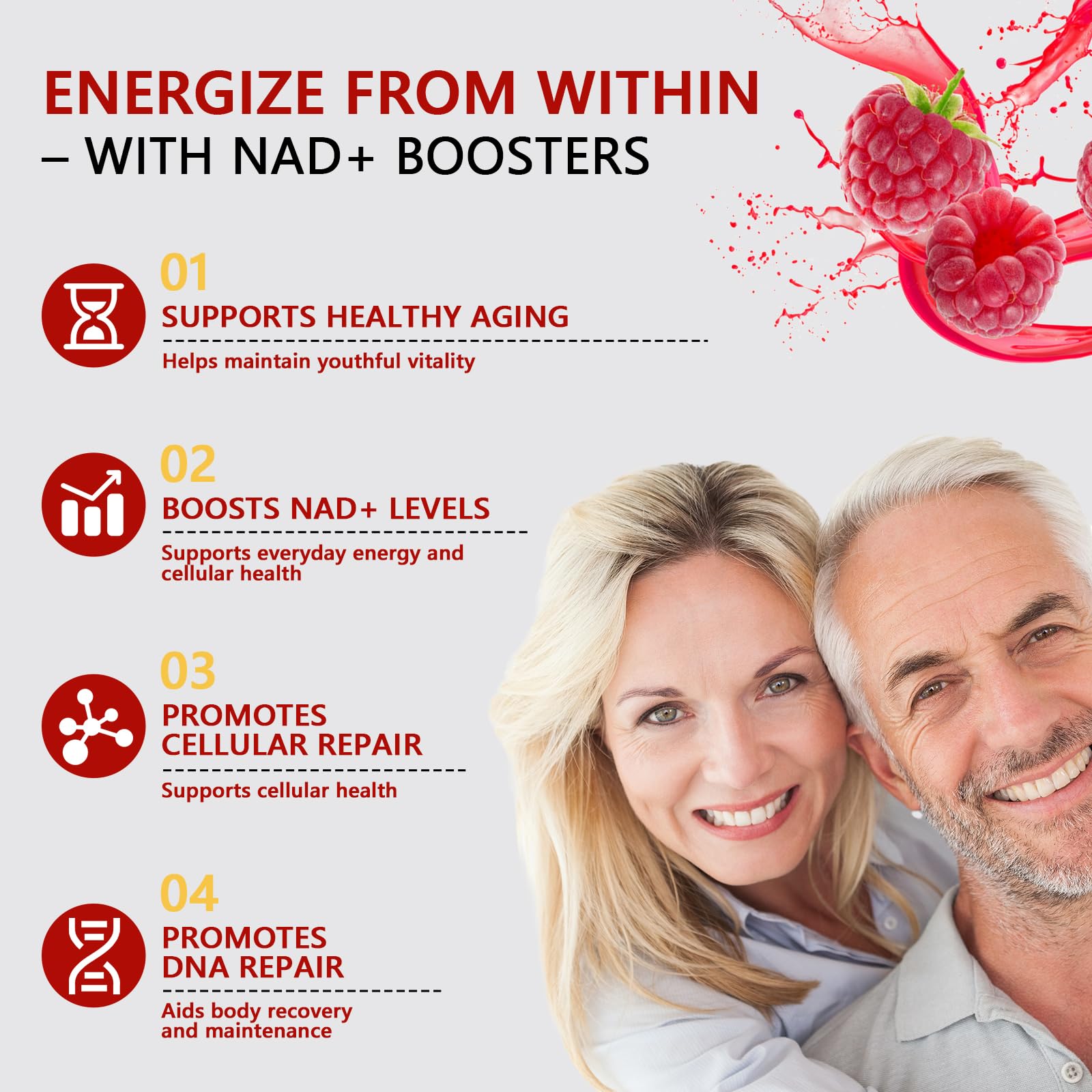 Ingredients: nicotinamide riboside, resveratrol, PQQ and quercetin