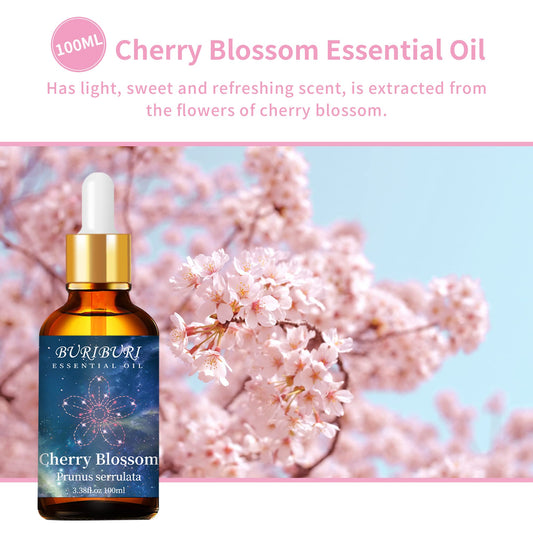 Label and packaging for BURIBURI Cherry Blossom Essential Oil