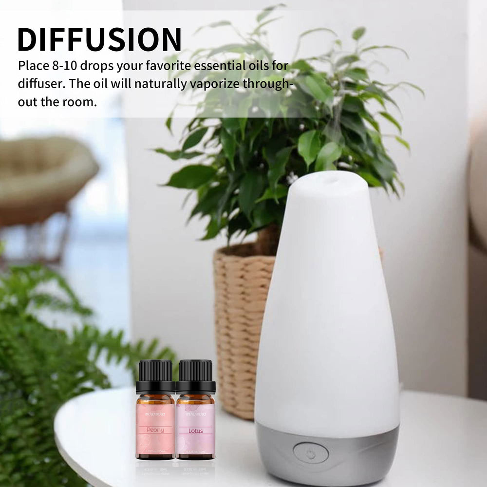 Essential oils being used in diffusers, soaps, and candles