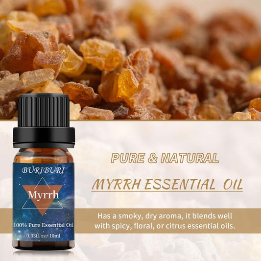Close-up of Frankincense oil in amber 10ml bottle