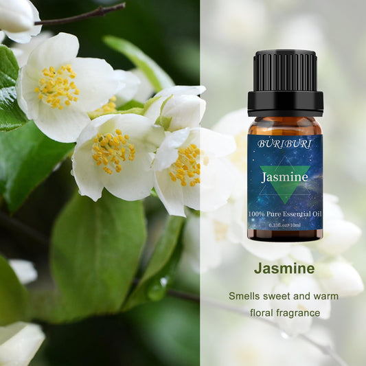 Two 10ml Honeysuckle and Jasmine essential oils in amber bottles
