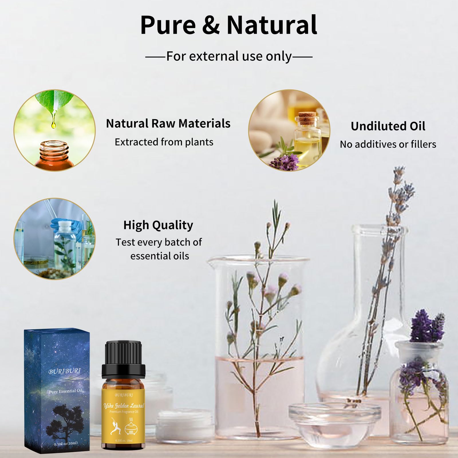 Heart notes concept: chrysanthemum and tea tree