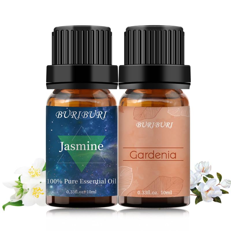 BURIBURI Jasmine and Gardenia essential oils gift set – two 10ml bottles