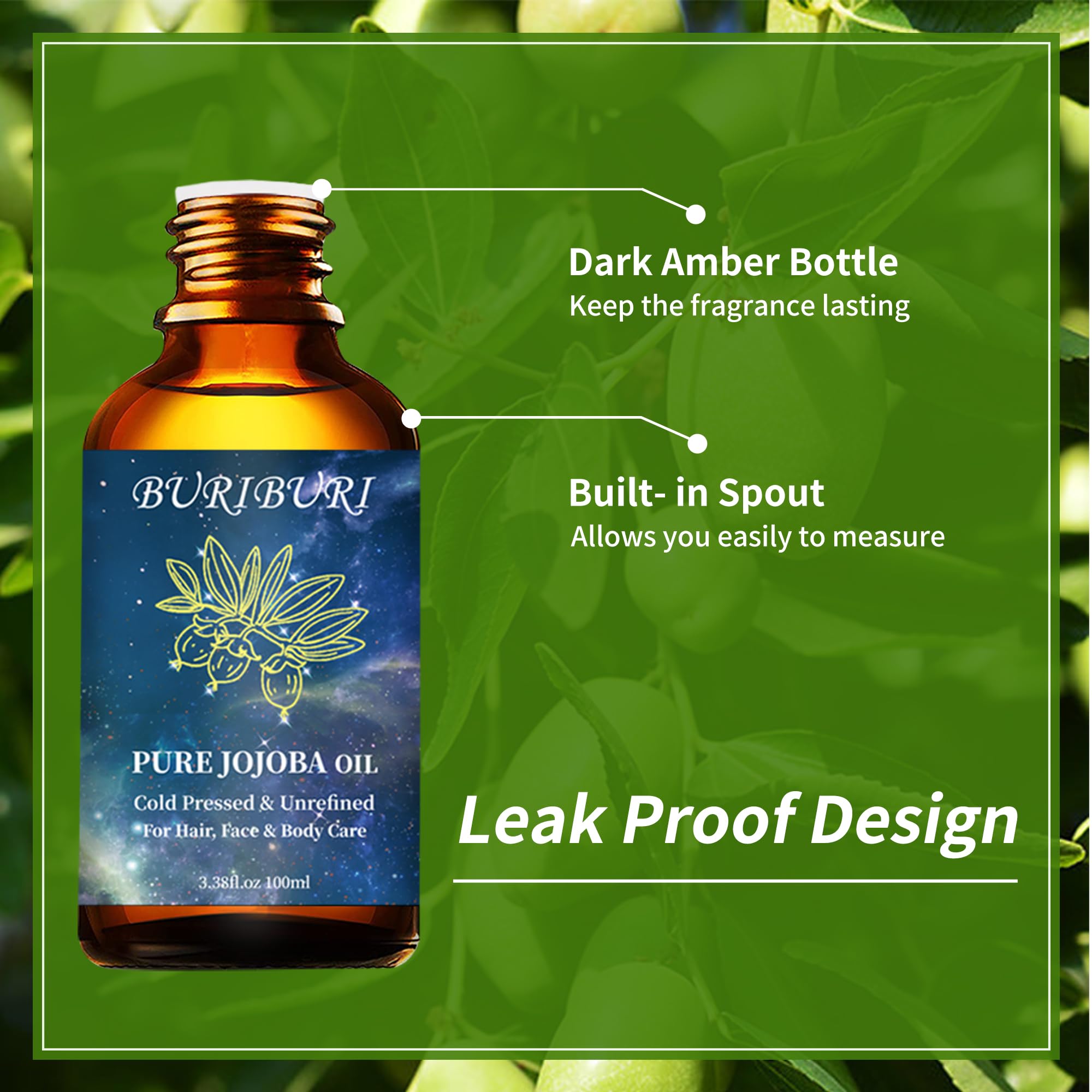 Natural hair oil using BURIBURI jojoba for scalp and hair