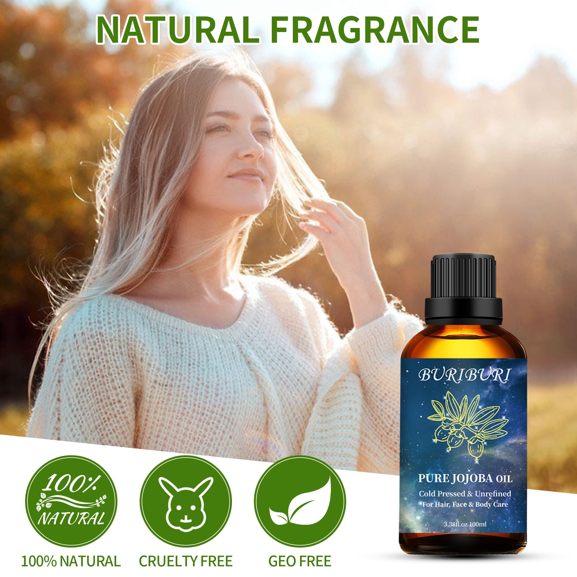 Jojoba oil shown ready to blend with essential oils