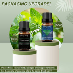 Peppermint essential oil bottle near a diffuser
