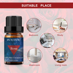 Packaging of BURIBURI Rose essential oil 10ml