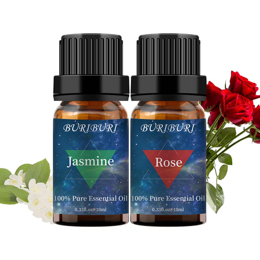 Rose essential oil 10ml bottle in amber glass