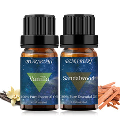 BURIBURI Sandalwood & Vanilla Essential Oil Gift Set packaging box