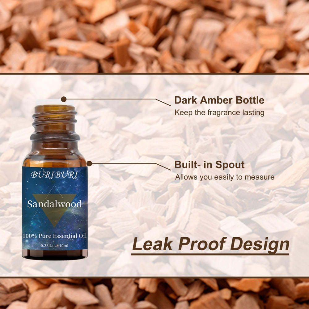 Wooden surface with vanilla and sandalwood oils