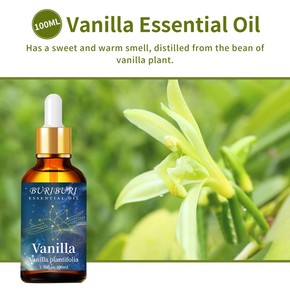BURIBURI Vanilla Essential Oil packaging label