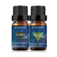 BURIBURI Vanilla and Coffee Essential Oil Set packaging