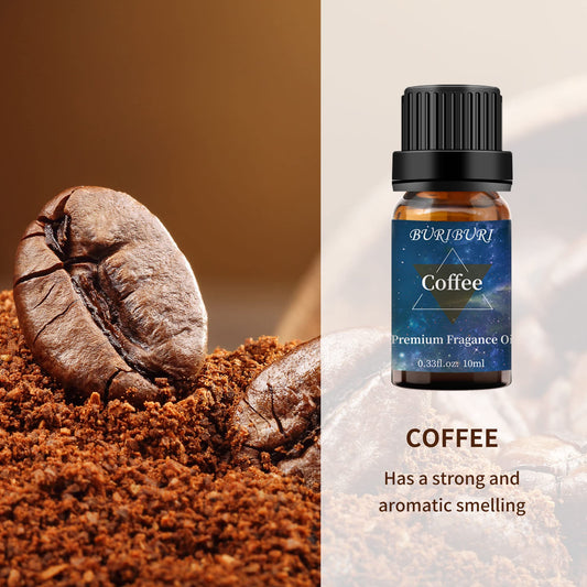 Two 10ml essential oil bottles in amber glass (vanilla and coffee)
