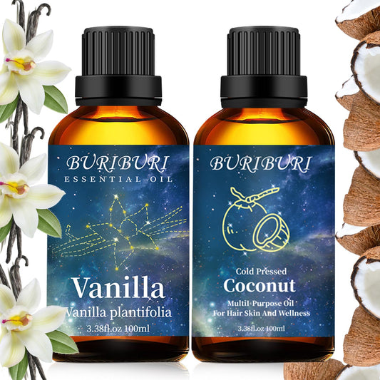 BURIBURI Vanilla essential oil in 100ml amber bottle