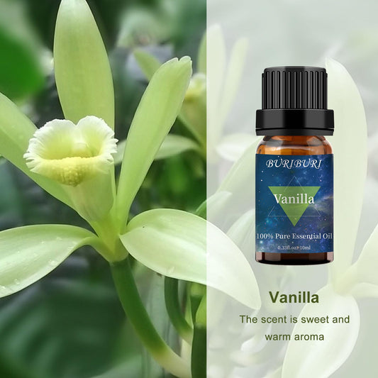 10ml BURIBURI vanilla essential oil packaging
