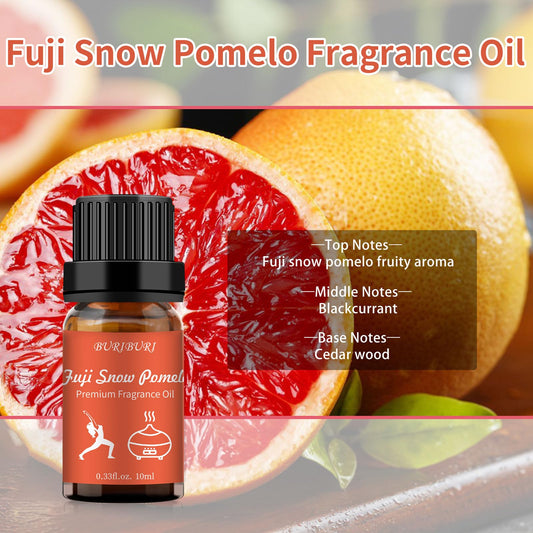 Hotel fragrance bottle showing Fuji Snow Pomelo top notes