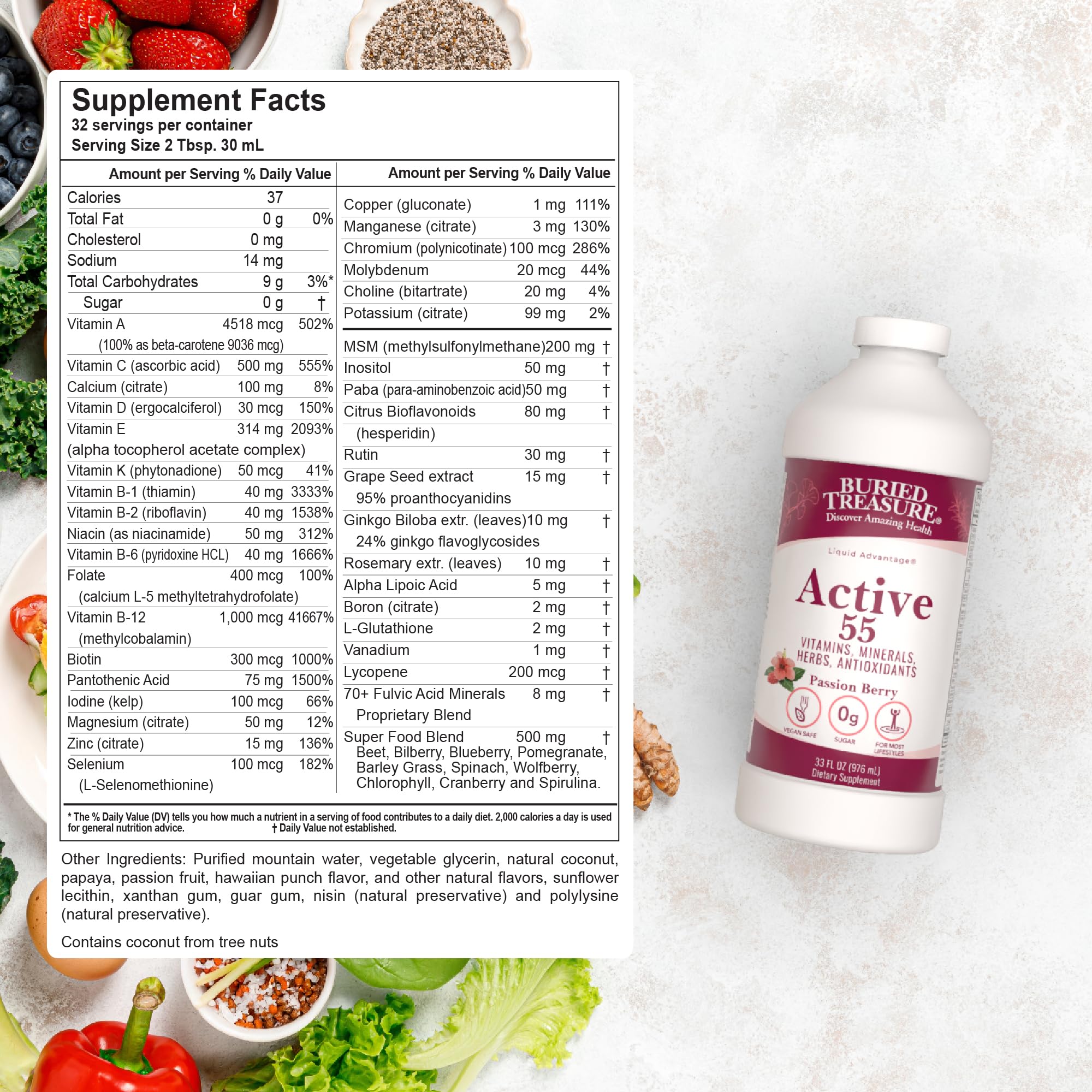 Illustration of superfood and botanical blend