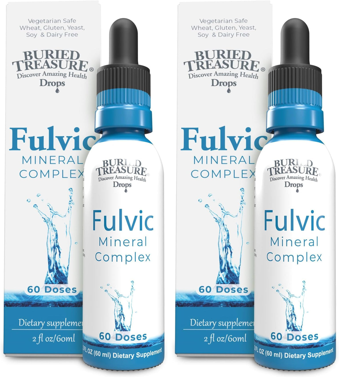 Hero image of Buried Treasure Fulvic Mineral Drops bottle and packaging