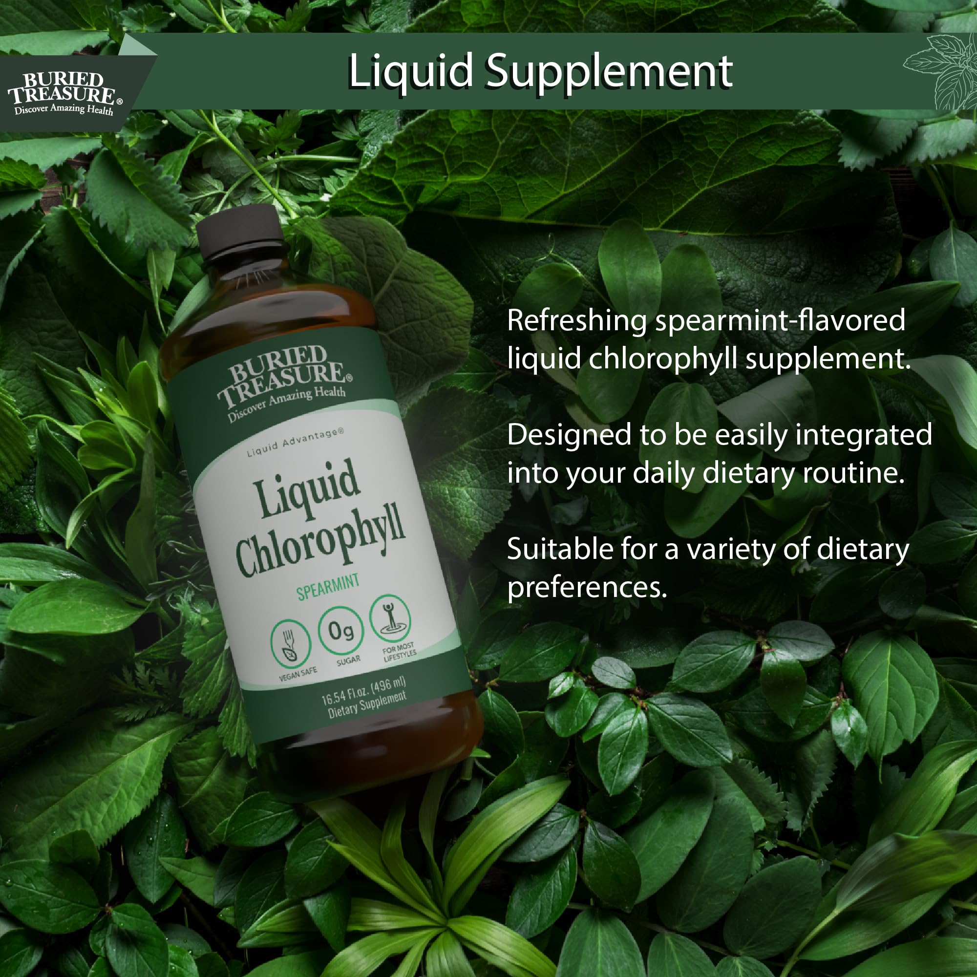 Bottle label showing 100 mg chlorophyllin per serving