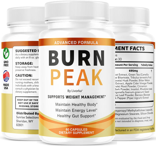 Burn Peak Capsules with label showing energy support