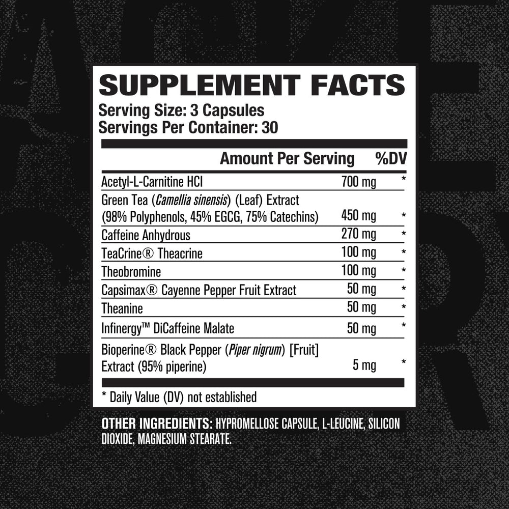 Capsimax cayenne pepper extract in Burn XT Black
