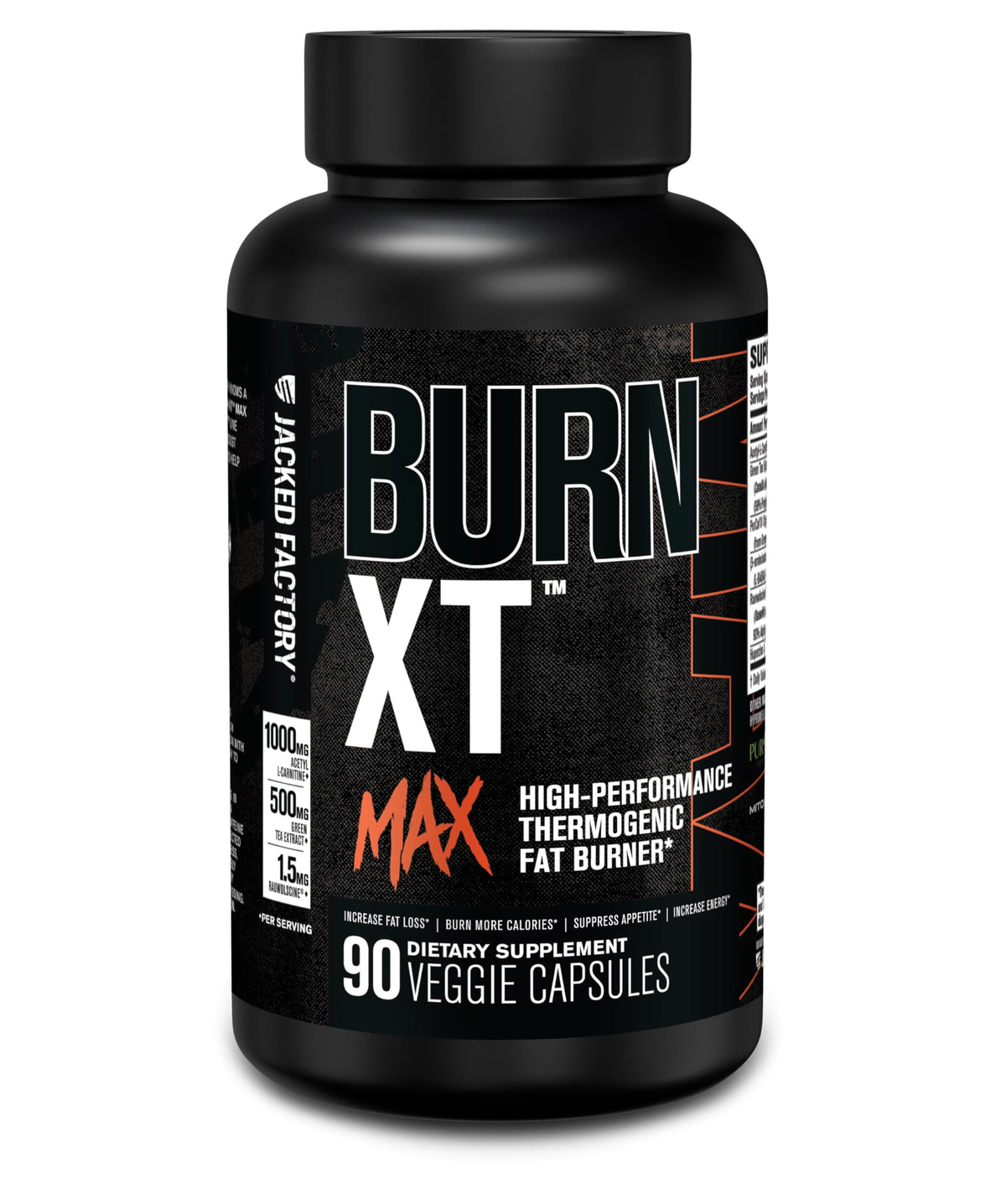 Front label view of Burn-XT Max bottle
