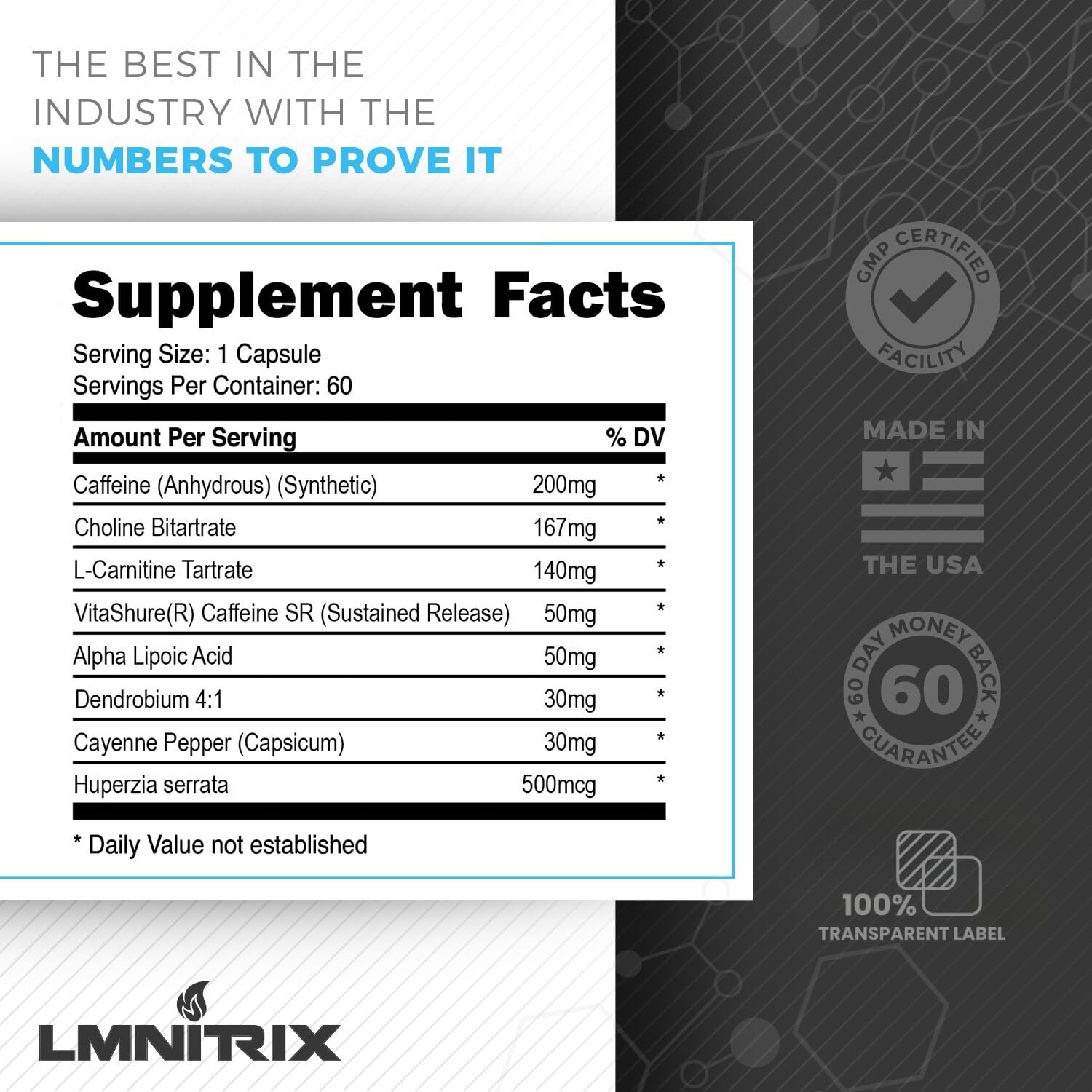 Close-up of Burnz EXT ingredients label