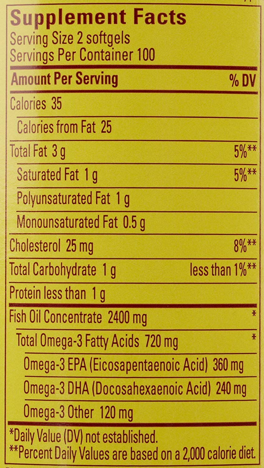 Burp-Less Fish Oil 1200 mg softgels bottle label