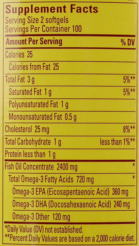 Burp-Less Fish Oil 1200 mg softgels bottle label