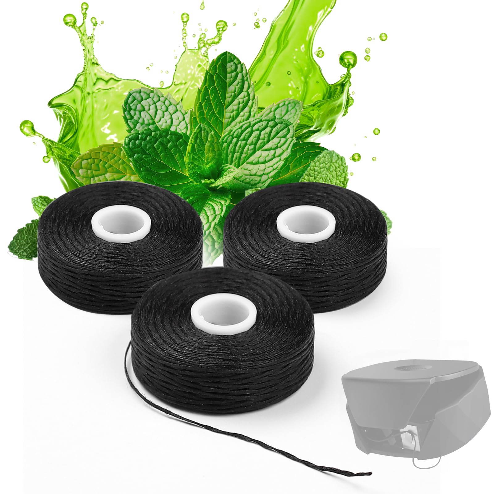 Three-pack mint bamboo charcoal floss refills for Burst dispenser