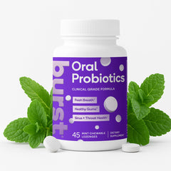 Front view of Burst Dental Probiotics 45-count bottle