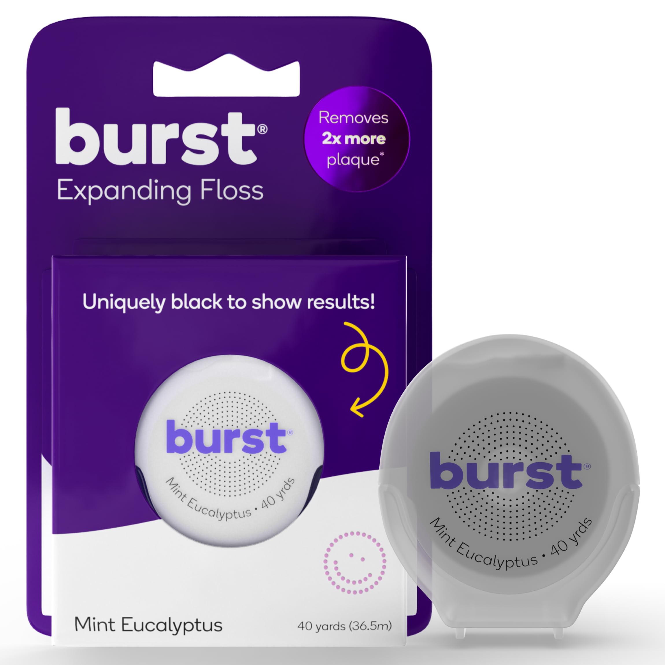 BURST Expanding Dental Floss Mint Eucalyptus 40 Yards packaging