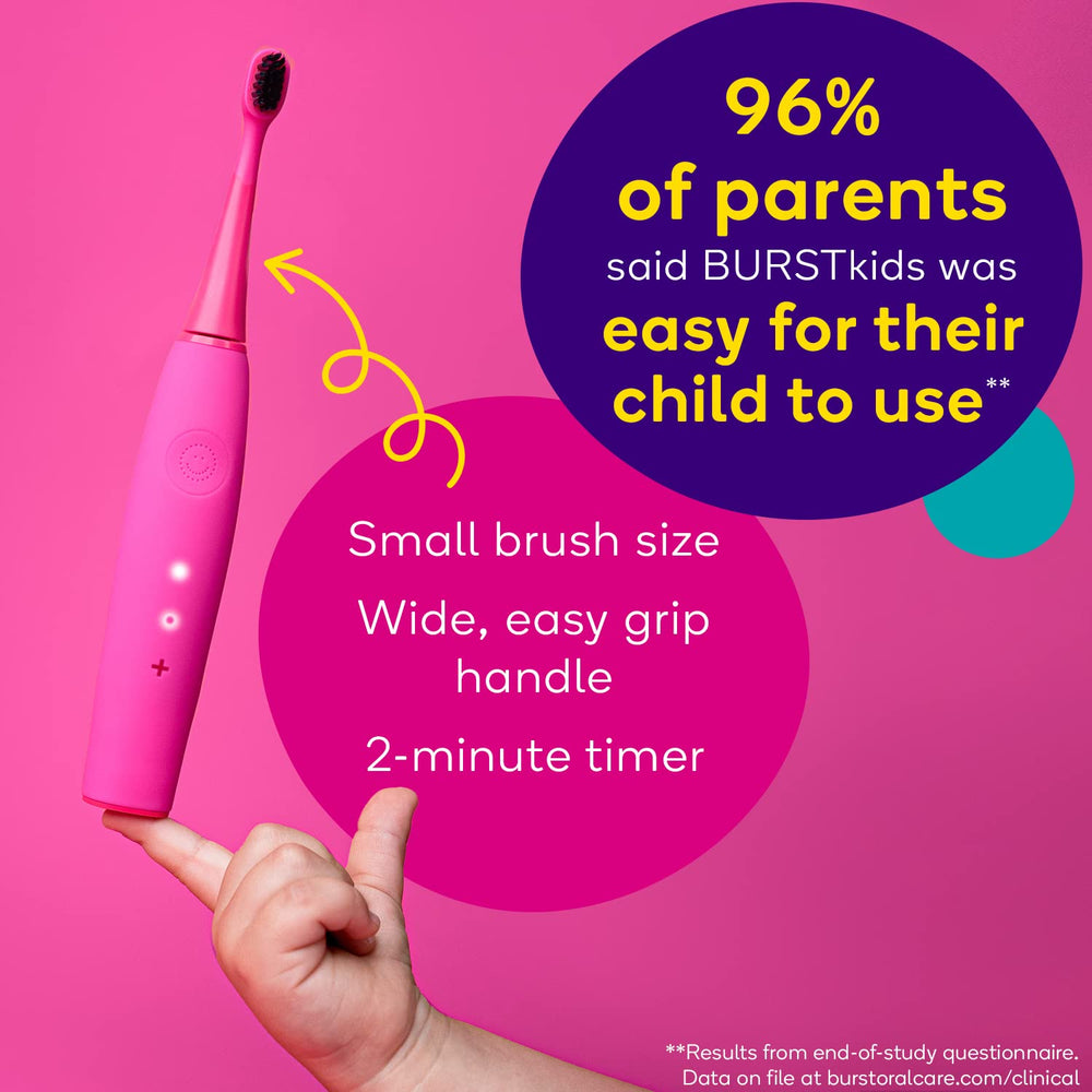 Two-minute timer display on BURST Kids toothbrush