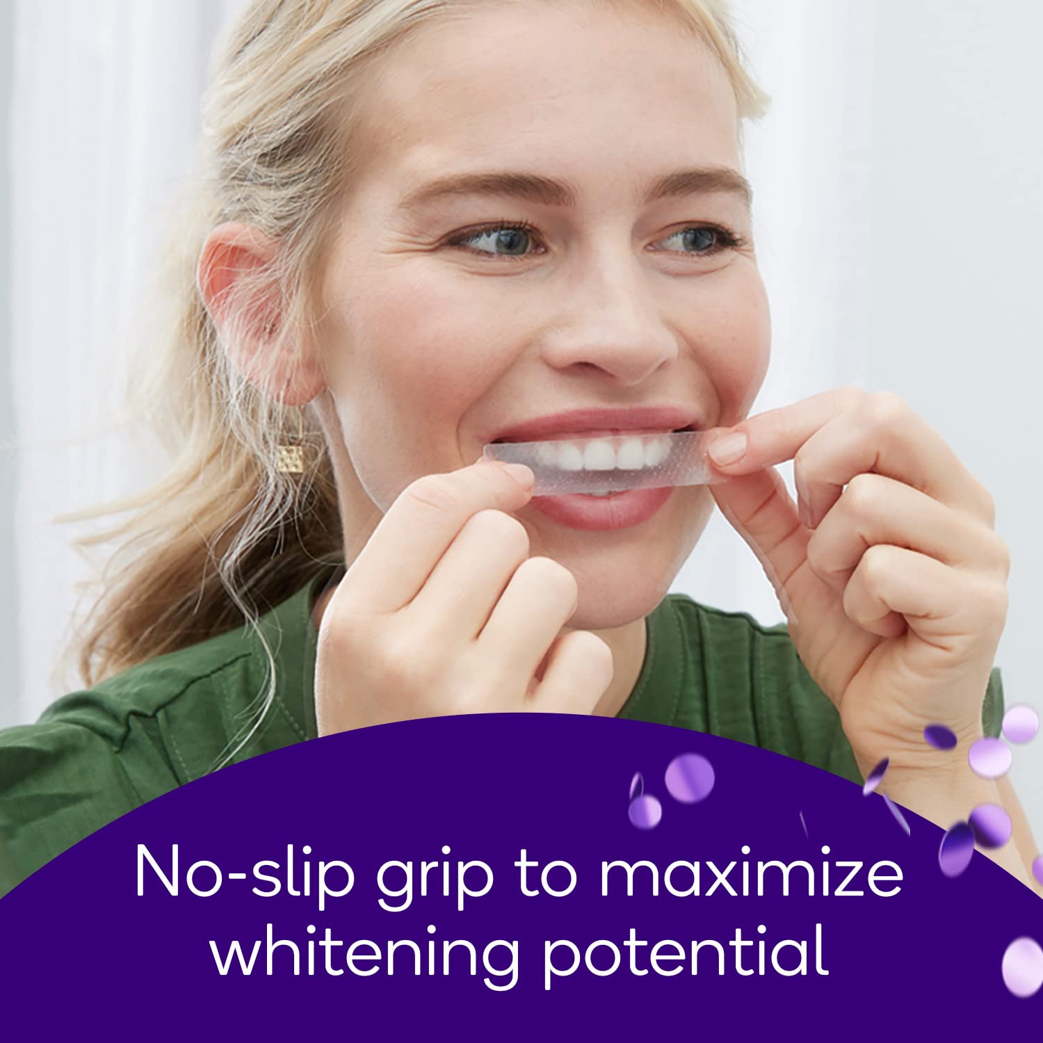 Enamel-safe whitening kit showing mint freshness and result