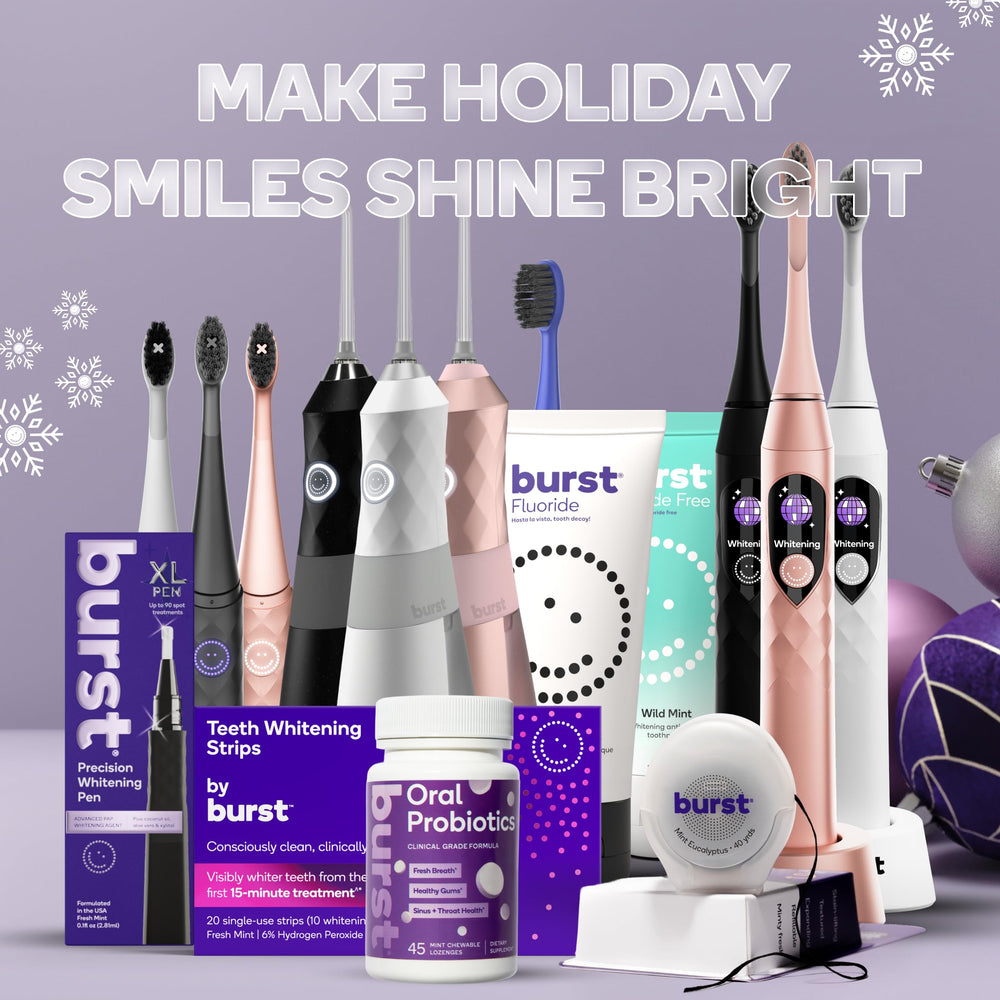 Open kit with mint whitening strips ready for use