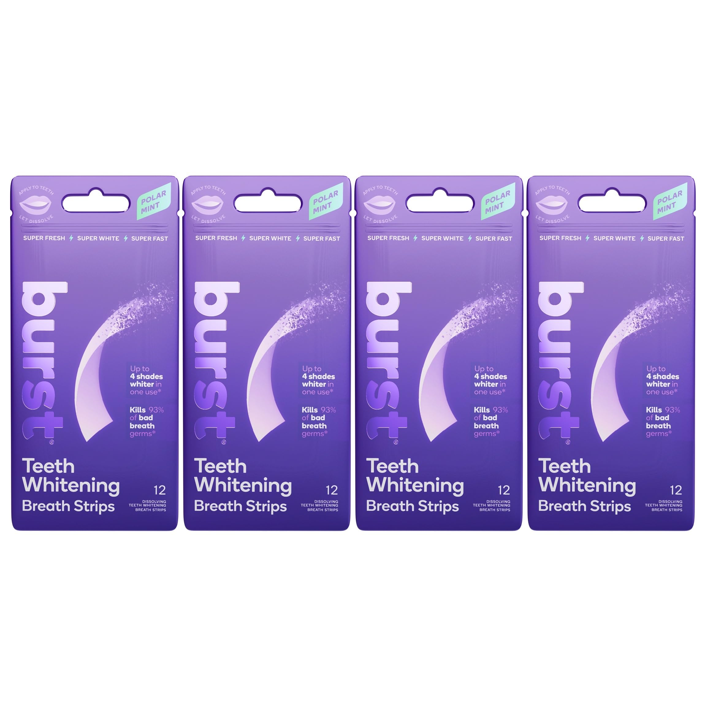 Burst Teeth Whitening Breath Strips Polar Mint 4-Pack packaging front view