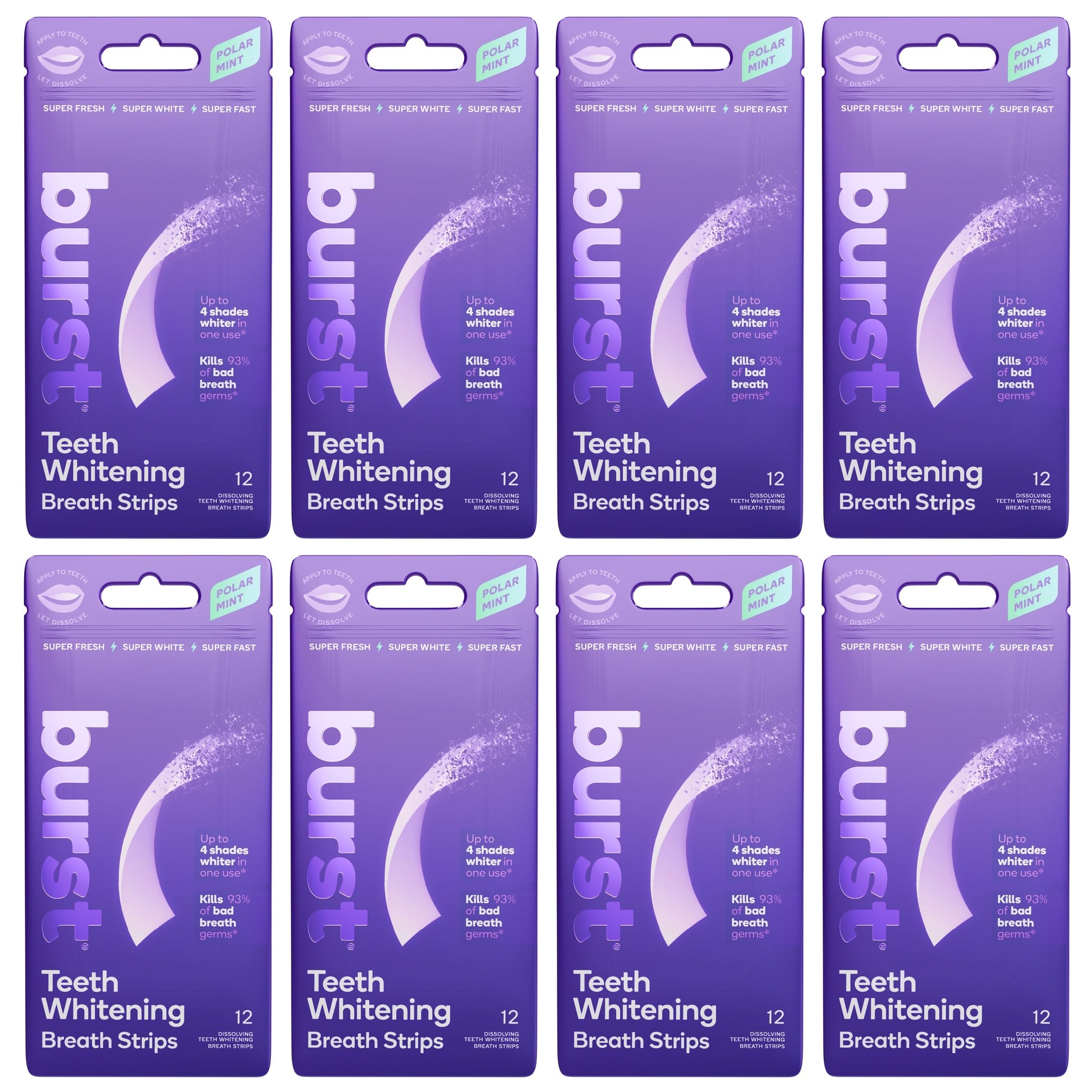 Burst Teeth Whitening Breath Strips Polar Mint 8-Pack packaging