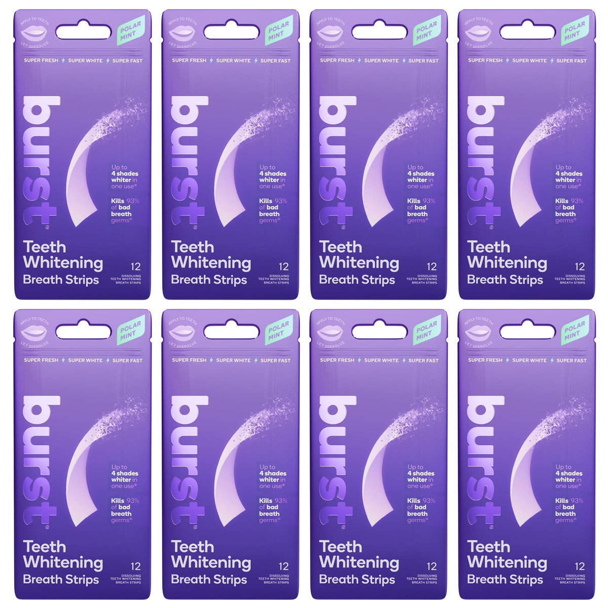Burst Teeth Whitening Breath Strips Polar Mint 8-Pack packaging