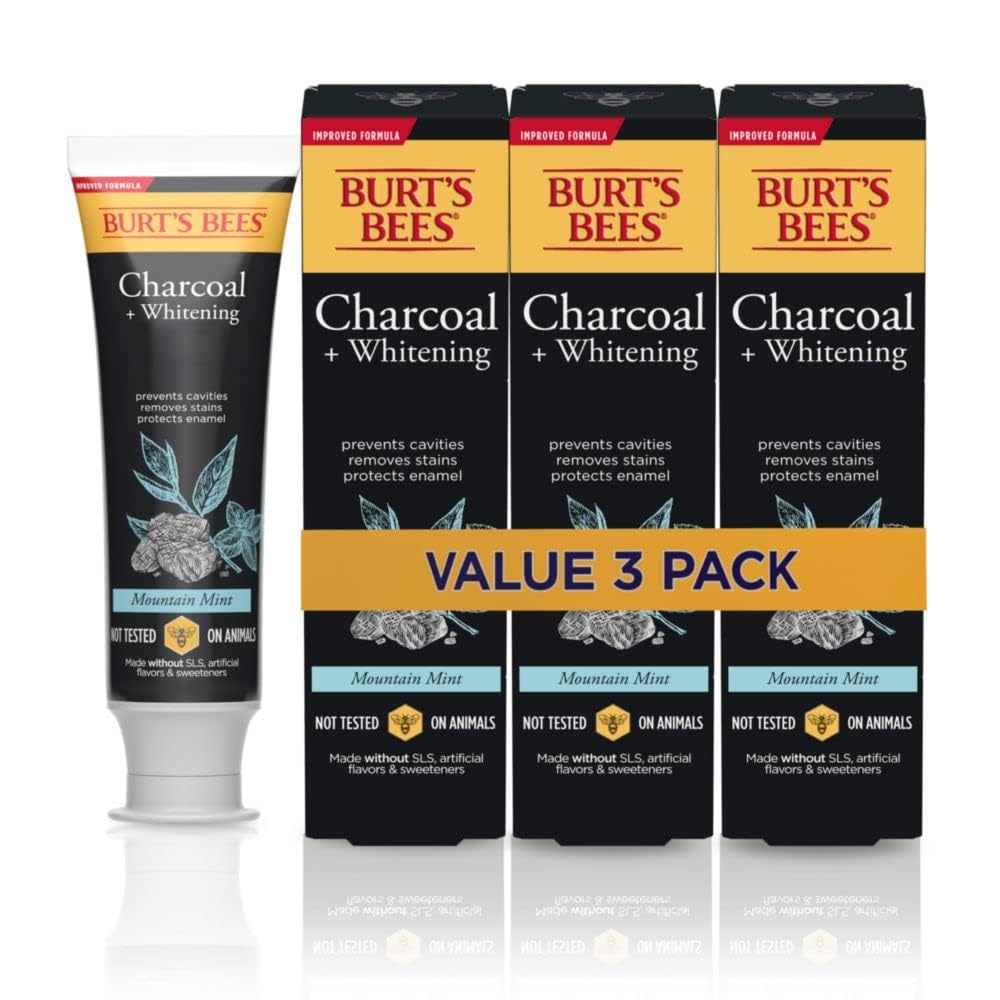 Burt's Bees charcoal toothpaste 3-pack front view