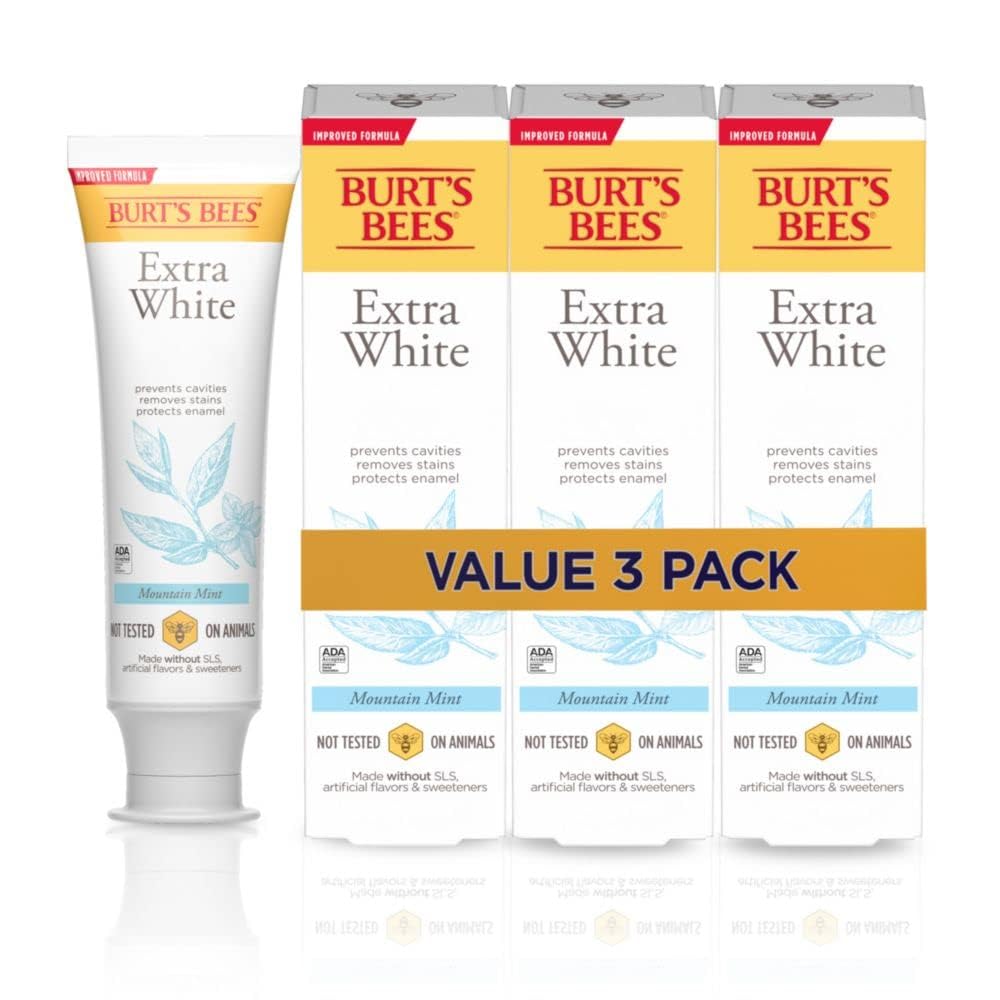 Burt's Bees Extra White Toothpaste Mountain Mint 4.7 oz - pack of 3 front view