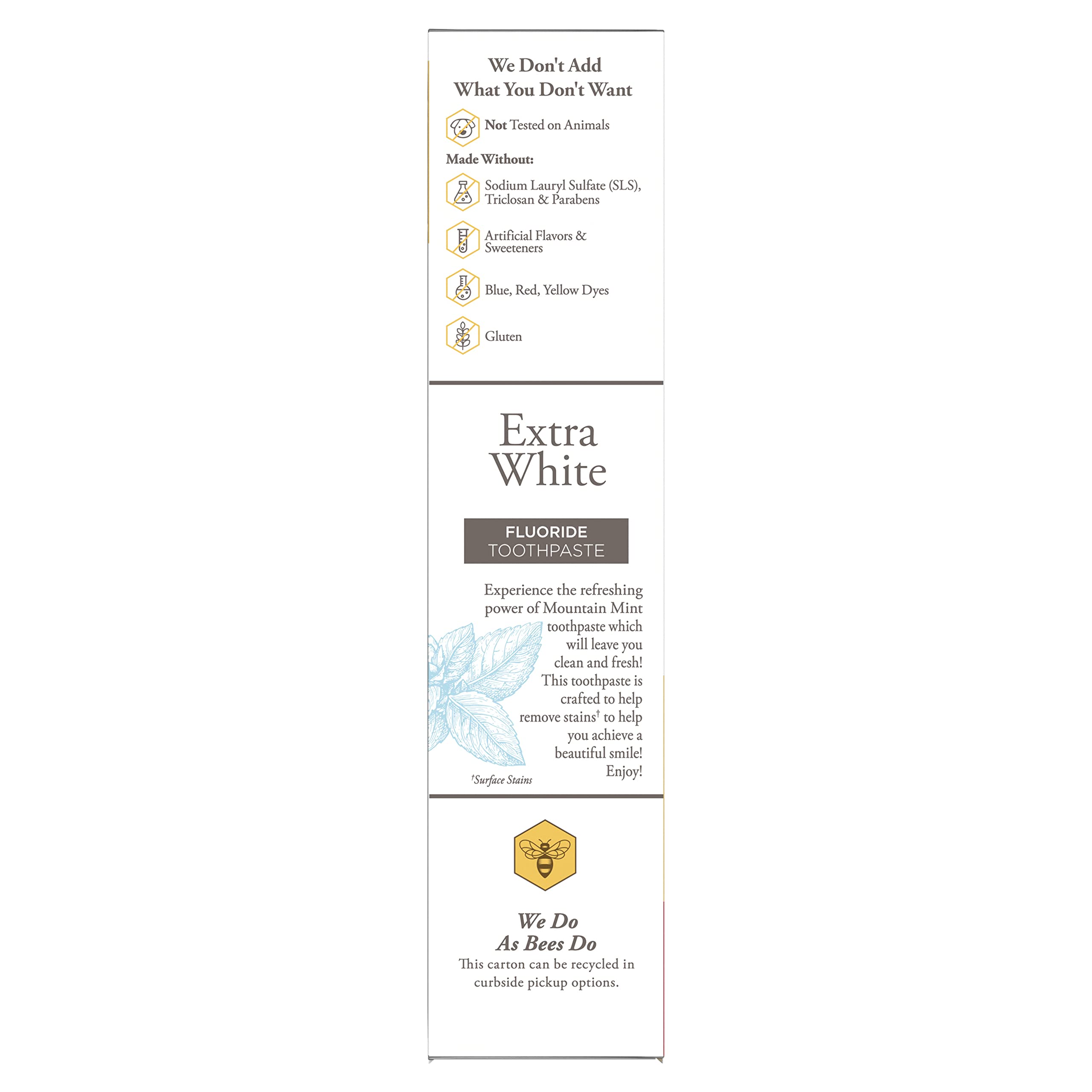 Not tested on animals claim on Burt's Bees toothpaste packaging