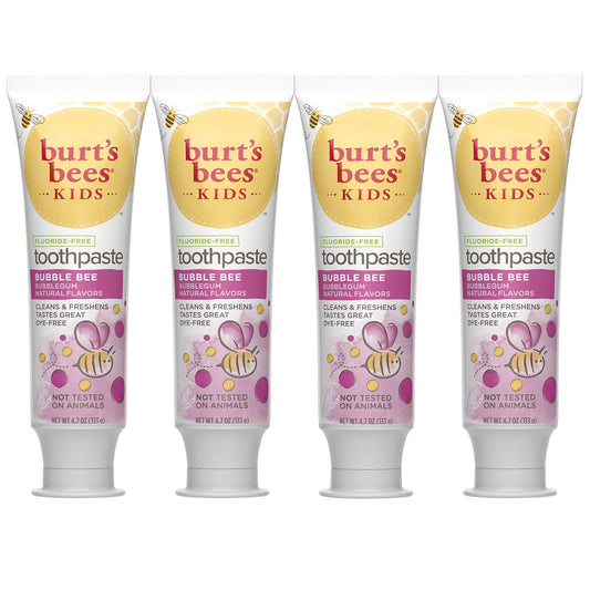 Burt's Bees Kids Toothpaste Bubble Bee four-pack box and tubes